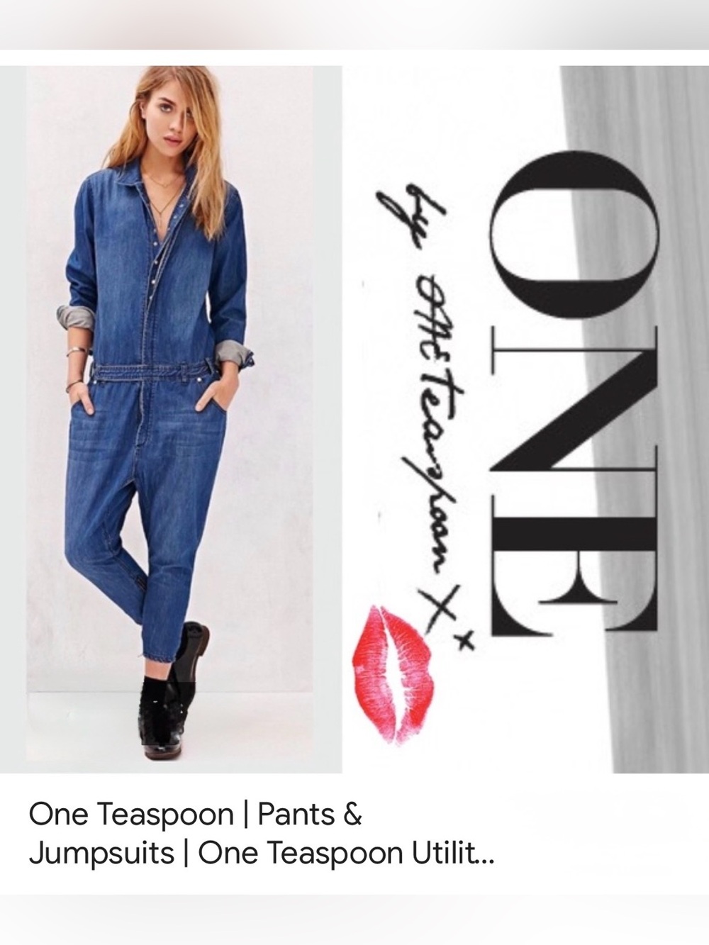 One Teaspoon Utility Denim Jumpsuit,Size-Small( US-4 )